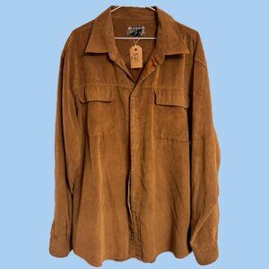 Faux Brown Suede Button Up Shirt